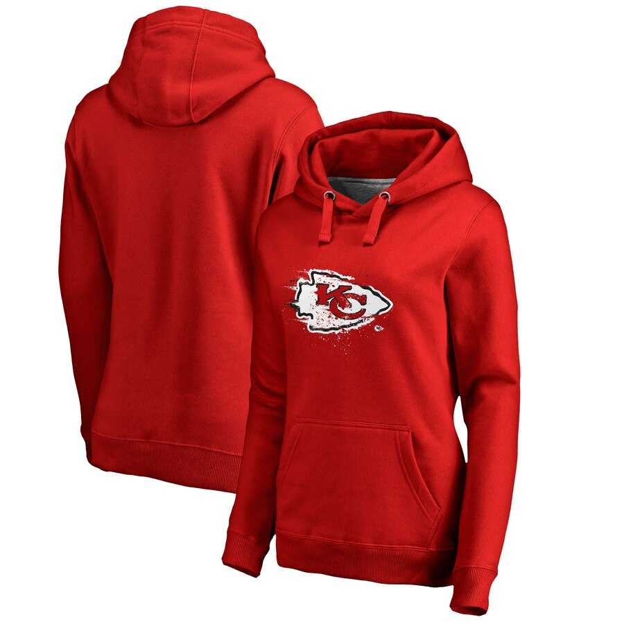 Kansas City Chiefs NFL Pro Line by Fanatics Branded Women Plus Size Splatter Logo Pullover Hoodie Red
